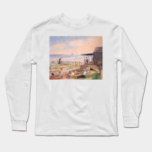 Beach Side By William James Glackens Digitally Enhanced Long Sleeve T-Shirt